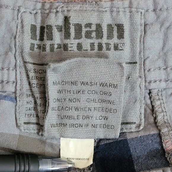 Urban Pipeline Shorts Mens 40* Gray Plaid Madras Patchwork 11" Inseam Bermuda - Picture 9 of 9